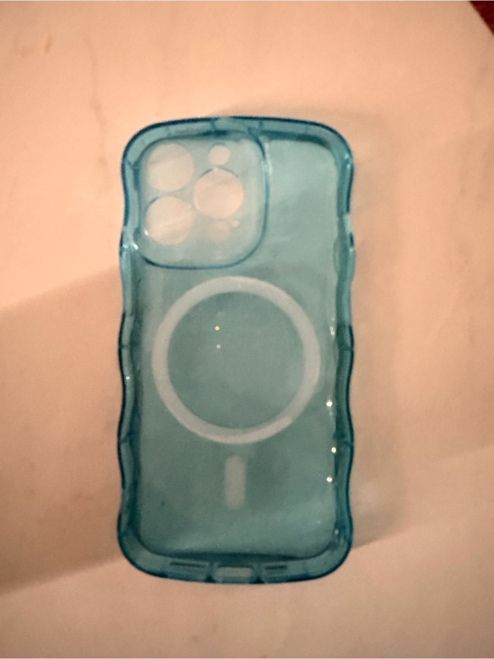 Clear Sparkly blue MagSafe-Compatible Phone Case. iPhone 13 Pro.